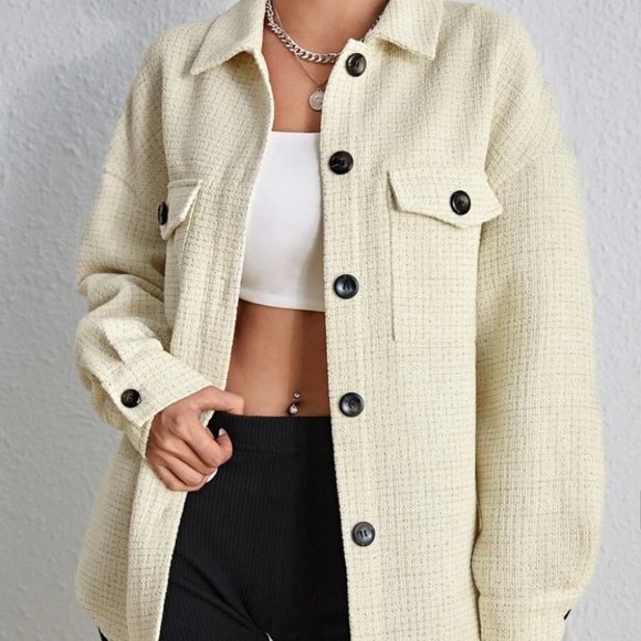 Casual Comfy Plaid Print Flap Pocket Overcoat Jacket Shacket Coat - Picture 2 of 10